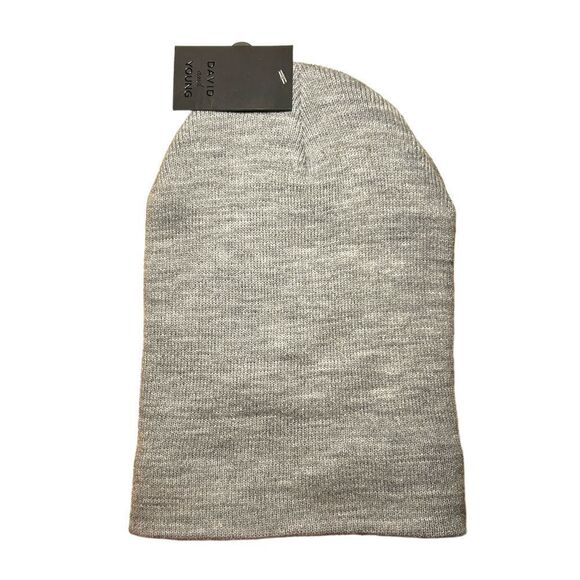 David and Young Be Kind Beaded Light Gray Knit Stretch Beanie Cap Winter Hat NWT - Picture 3 of 13